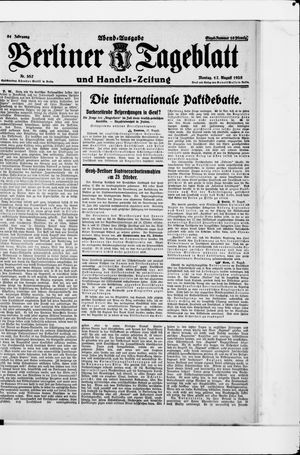 Berliner Tageblatt und Handels-Zeitung vom 17.08.1925