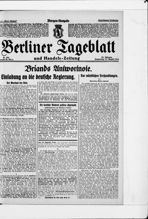 Berliner Tageblatt und Handels-Zeitung on Aug 27, 1925
