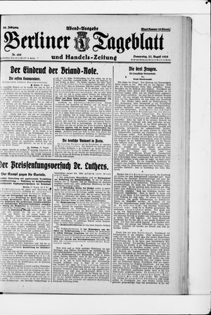 Berliner Tageblatt und Handels-Zeitung vom 27.08.1925