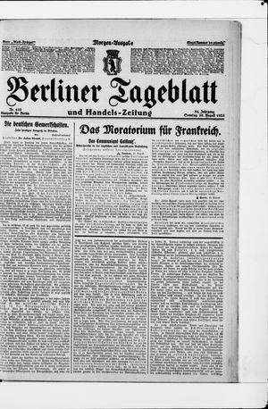 Berliner Tageblatt und Handels-Zeitung vom 30.08.1925