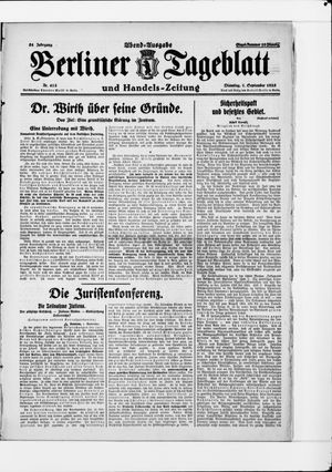 Berliner Tageblatt und Handels-Zeitung vom 01.09.1925