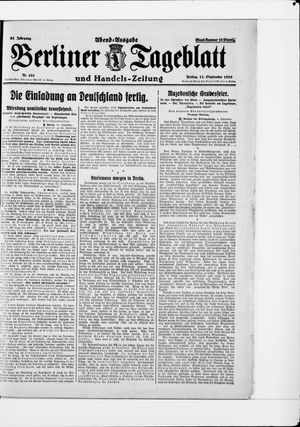 Berliner Tageblatt und Handels-Zeitung on Sep 11, 1925