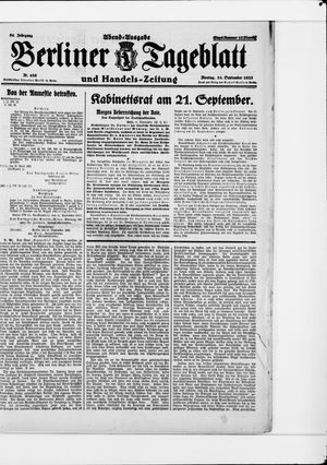 Berliner Tageblatt und Handels-Zeitung on Sep 14, 1925