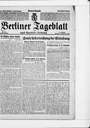 Berliner Tageblatt und Handels-Zeitung vom 15.09.1925
