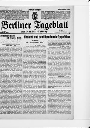 Berliner Tageblatt und Handels-Zeitung on Sep 19, 1925