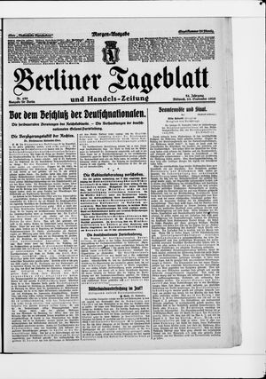 Berliner Tageblatt und Handels-Zeitung on Sep 23, 1925