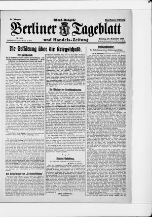 Berliner Tageblatt und Handels-Zeitung vom 29.09.1925