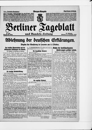 Berliner Tageblatt und Handels-Zeitung vom 30.09.1925
