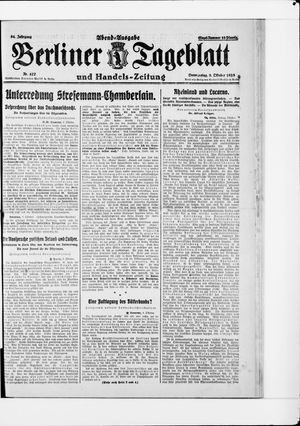 Berliner Tageblatt und Handels-Zeitung on Oct 8, 1925