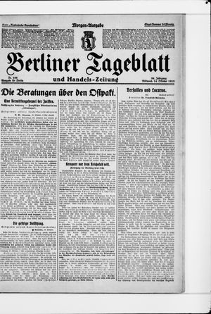 Berliner Tageblatt und Handels-Zeitung vom 14.10.1925