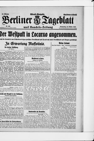 Berliner Tageblatt und Handels-Zeitung vom 15.10.1925