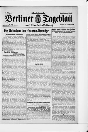 Berliner Tageblatt und Handels-Zeitung vom 20.10.1925