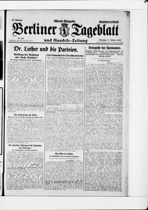 Berliner Tageblatt und Handels-Zeitung vom 27.10.1925
