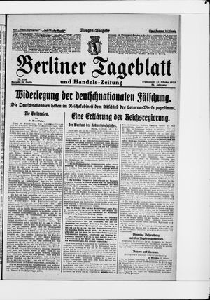 Berliner Tageblatt und Handels-Zeitung vom 31.10.1925