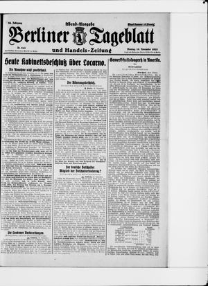 Berliner Tageblatt und Handels-Zeitung vom 16.11.1925