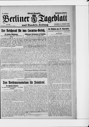 Berliner Tageblatt und Handels-Zeitung vom 21.11.1925