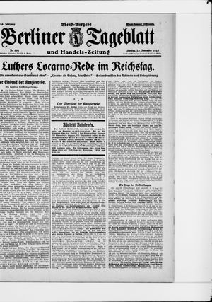 Berliner Tageblatt und Handels-Zeitung vom 23.11.1925