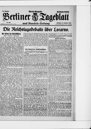 Berliner Tageblatt und Handels-Zeitung on Nov 24, 1925