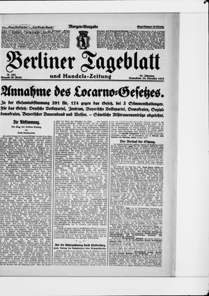 Berliner Tageblatt und Handels-Zeitung vom 28.11.1925