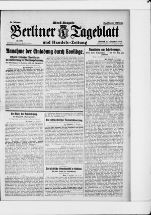 Berliner Tageblatt und Handels-Zeitung vom 23.12.1925