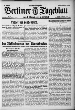 Berliner Tageblatt und Handels-Zeitung on Jan 8, 1926