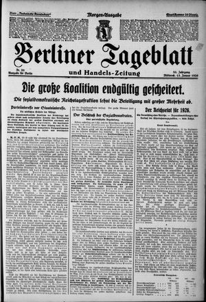 Berliner Tageblatt und Handels-Zeitung vom 13.01.1926