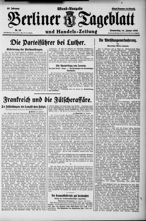 Berliner Tageblatt und Handels-Zeitung on Jan 14, 1926