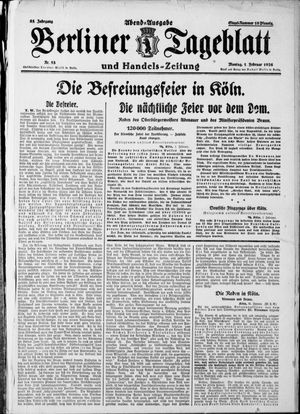 Berliner Tageblatt und Handels-Zeitung vom 01.02.1926