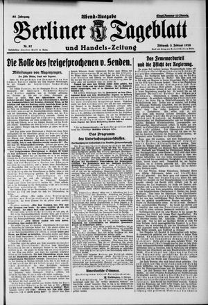 Berliner Tageblatt und Handels-Zeitung vom 03.02.1926