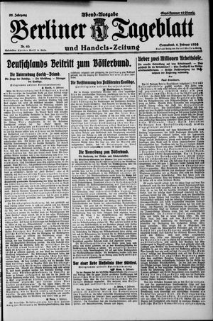 Berliner Tageblatt und Handels-Zeitung vom 06.02.1926