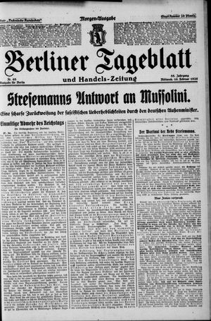 Berliner Tageblatt und Handels-Zeitung vom 10.02.1926