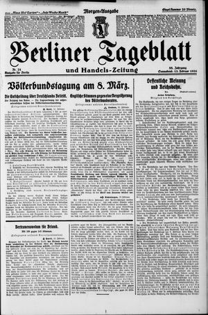 Berliner Tageblatt und Handels-Zeitung on Feb 13, 1926
