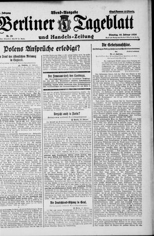 Berliner Tageblatt und Handels-Zeitung on Feb 16, 1926