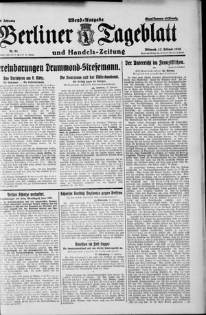 Berliner Tageblatt und Handels-Zeitung vom 17.02.1926