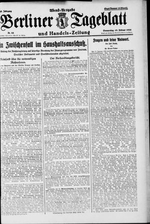 Berliner Tageblatt und Handels-Zeitung vom 18.02.1926