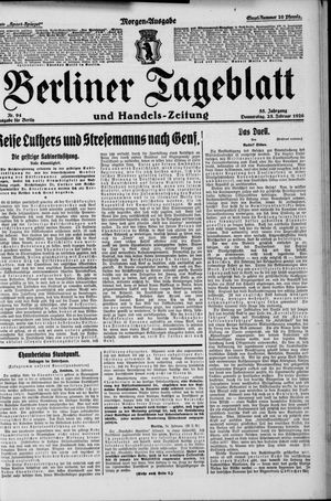 Berliner Tageblatt und Handels-Zeitung vom 25.02.1926