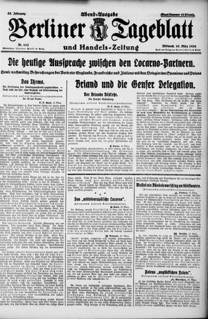 Berliner Tageblatt und Handels-Zeitung on Mar 10, 1926