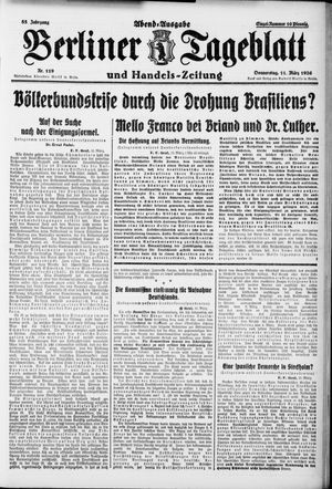 Berliner Tageblatt und Handels-Zeitung vom 11.03.1926