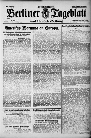Berliner Tageblatt und Handels-Zeitung on Mar 18, 1926