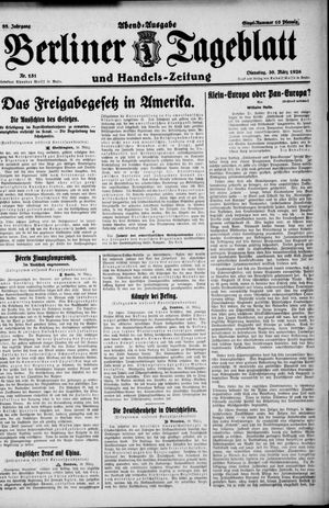 Berliner Tageblatt und Handels-Zeitung vom 30.03.1926