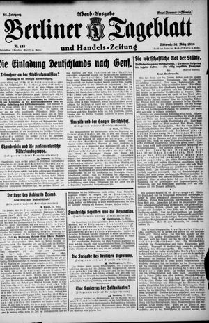 Berliner Tageblatt und Handels-Zeitung vom 31.03.1926