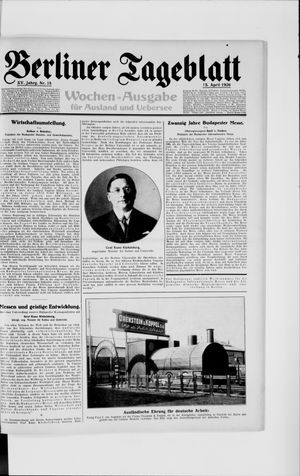 Berliner Tageblatt und Handels-Zeitung on Apr 15, 1926