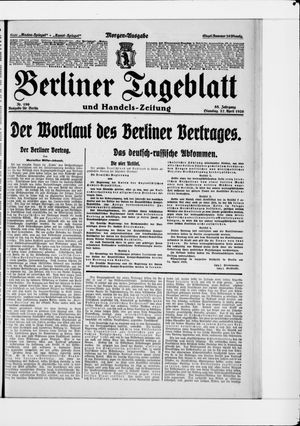 Berliner Tageblatt und Handels-Zeitung vom 27.04.1926