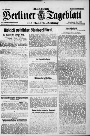 Berliner Tageblatt und Handels-Zeitung vom 01.06.1926