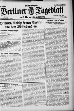 Berliner Tageblatt und Handels-Zeitung vom 11.06.1926