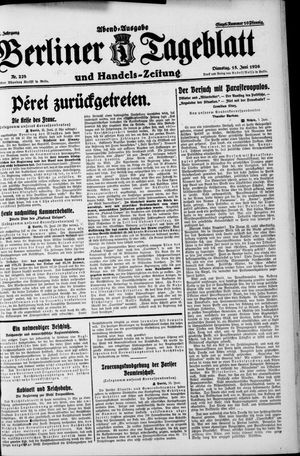 Berliner Tageblatt und Handels-Zeitung vom 15.06.1926