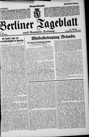 Berliner Tageblatt und Handels-Zeitung vom 17.06.1926