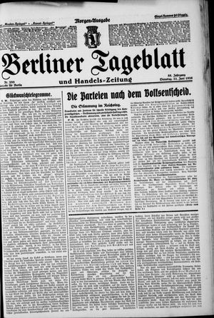 Berliner Tageblatt und Handels-Zeitung vom 22.06.1926