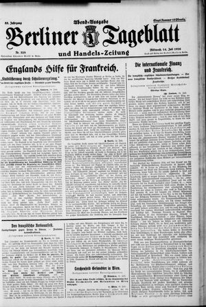 Berliner Tageblatt und Handels-Zeitung vom 14.07.1926