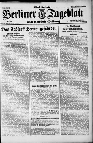 Berliner Tageblatt und Handels-Zeitung vom 21.07.1926